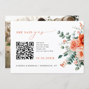 Verona Sunset Bright Orange Modernes Foto QR Code Save The Date