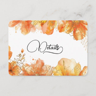 Verona Sunset Floral Gold QR Code Hochzeitsdetails Begleitkarte