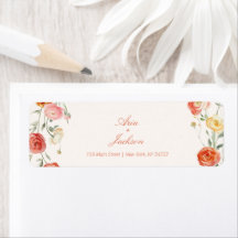 Verona Sunset Orange Floral Wedding Rücksendeadres