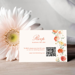 Verona Sunset Orange QR Code Wedding RSVP Begleitkarte