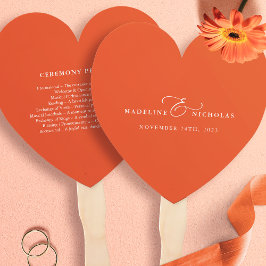Verona Sunset Orange Simple Modern Wedding Program Fächer