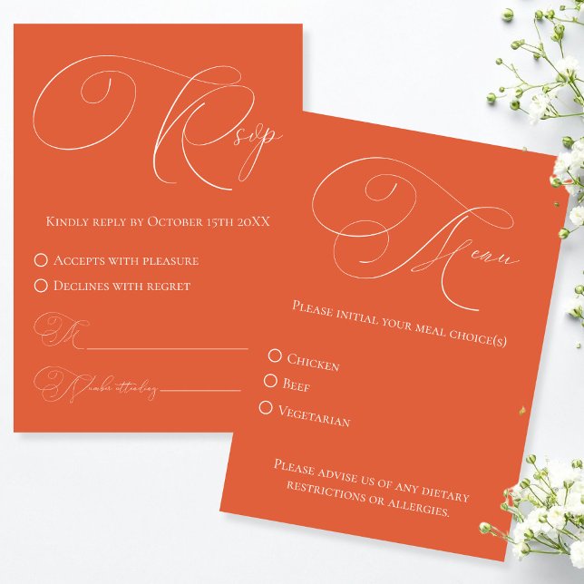 Verona Sunset UAWG mit Meal Choice Response Card RSVP Karte (Verona Sunset RSVP with Meal Choice Response Card)