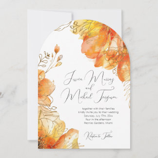 Verona Sunset Watercolor Blumenzitat Hochzeit Einladung
