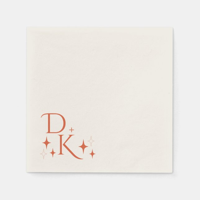 Verona Sunset Wedding Initial Napkins | Retro Boho Serviette (Vorderseite)