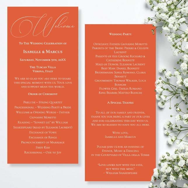 Verona Sunset Wedding Program Programm (Verona Sunset Wedding Program)