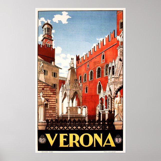 VERONA Veneto ITALIEN Vintag Italienische Reise Poster (Vorne)