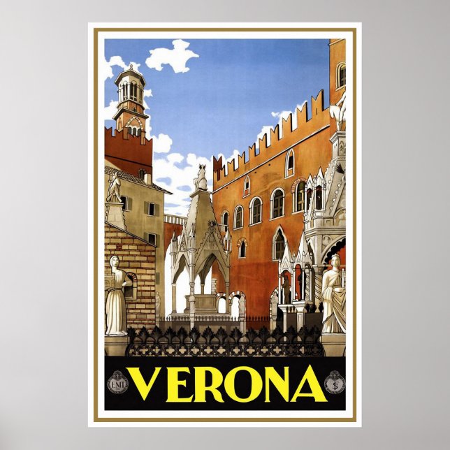 "Verona" Vintages italienisches Reiseplakat Poster (Vorne)