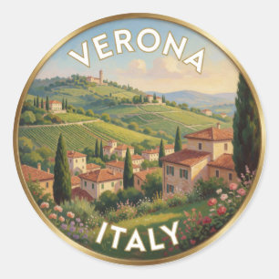 Verona Weinberg Hügel Italien Reise Szene Runder Aufkleber