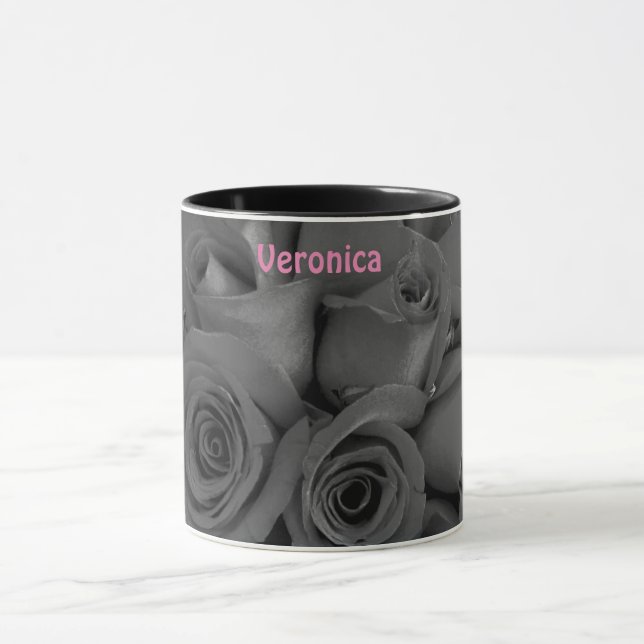 VERONICA ~ Personalisierte Rote Rose Buds Foto ~ Tasse (Zentrum)