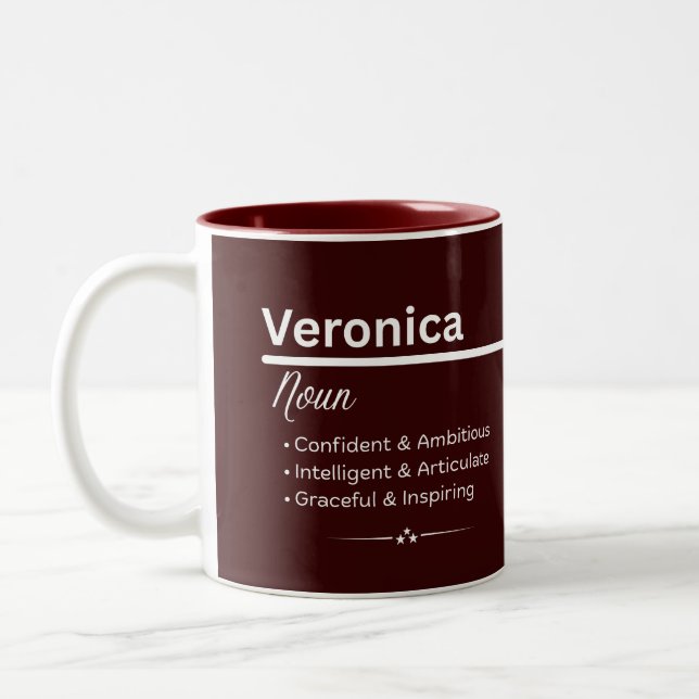 Veronica Personalized Name Coffee Mug Zweifarbige Tasse (Links)