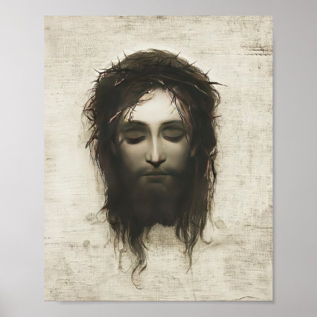 Veronica Veil Shroud Jesus Face Crown of Thorns Poster (Vorne)