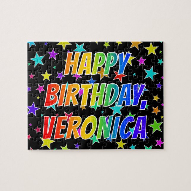 "VERONICA" Vorname, Spaß "GLÜCKLICHER GEBURTSTAG" Puzzle (Horizontal)