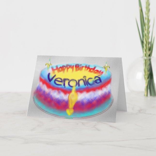Veronicas Geburtstagskuchen Karte (Vorderseite)