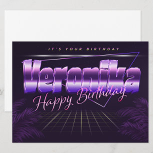 Veronika Name Vorname lila retro Karte Geburtstag