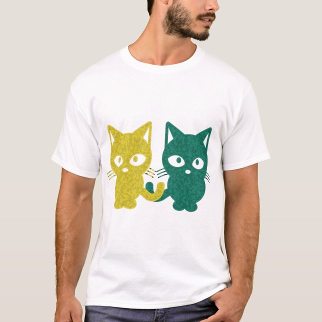 Verpacker-Katzen - grün u. gelbe Camouflage T-Shirt (Vorderseite)