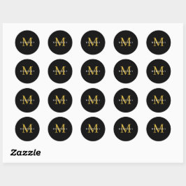 Verpackung Aufkleber Custom Monogram Black Gold Ro
