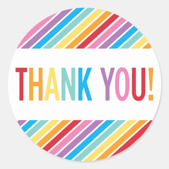 VERPACKUNG DANK Fett farbenfrohe Regenbogenbriefe Runder Aufkleber (Vorderseite)