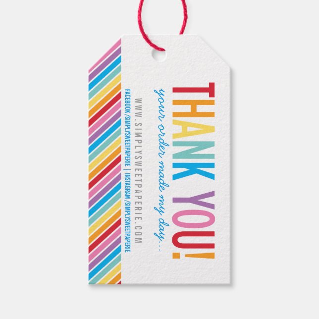 VERPACKUNG DANK IHNEN kühnen farbigen Regenbogenst Geschenkanhänger (Vorderseite)