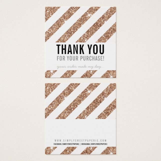 VERPACKUNG DANK IHNEN Rose Gold Glitzer Streifen s (Vorne & Hinten)