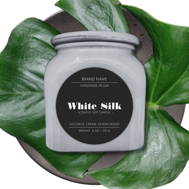 Verpackung der Kerze schwarzes Etikett Runder Aufkleber (Von Creator hochgeladen)