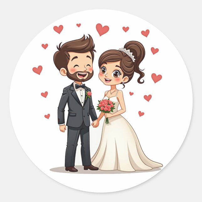 Verpackung für Hochzeitsticker Runder Aufkleber (Vorderseite)