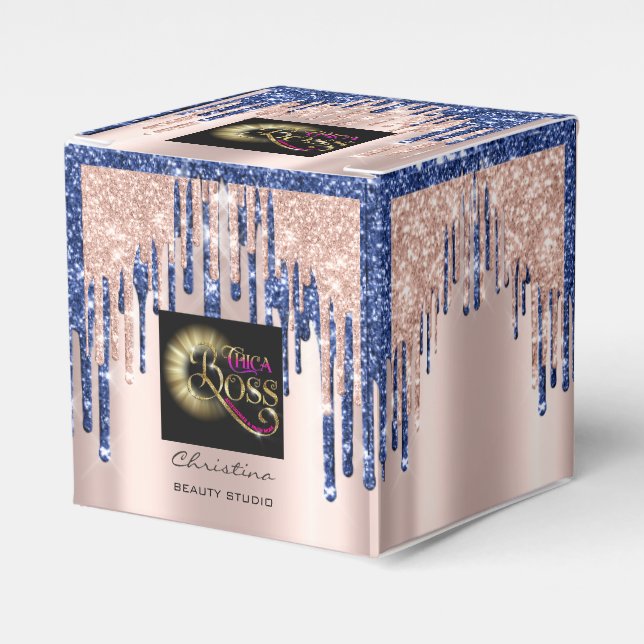 Verpackung Logo Rose Tropfen Blue Navy Schönheit Geschenkschachtel (Vorderseite)