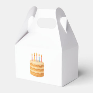 Verpackung mit Bild eines Geburtstagskuchens mit Geschenkschachtel