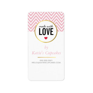 VERPACKUNG TAG ETIKETT aus Liebe rosa Zickzack Adressaufkleber