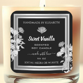 Verpackungen für Blumenprodukte Etiketten Schwarz Quadratischer Aufkleber