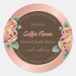 Verpackungen für Blumenprodukte Rose Gold Braun Runder Aufkleber