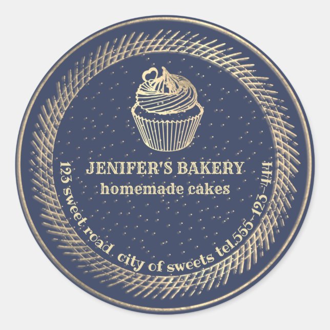 Verpackungen von hausgemachten Kuchen und Leckerei Runder Aufkleber (Vorderseite)