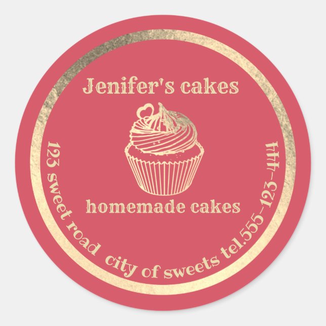 Verpackungen von hausgemachten Kuchen und Leckerei Runder Aufkleber (Vorderseite)