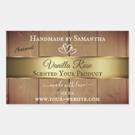 Verpackungsetiketten für Holzkörner Gold Decke Rechteckiger Aufkleber