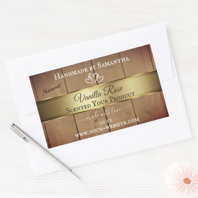 Verpackungsetiketten für Holzkörner Gold Decke Rechteckiger Aufkleber (Umschlag)