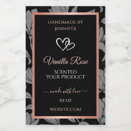 Verpackungsetiketten für schwarze Blumen Rose Gold Lebensmitteletikett