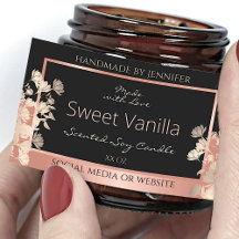 Verpackungsetiketten für schwarze Blumen Rose Gold