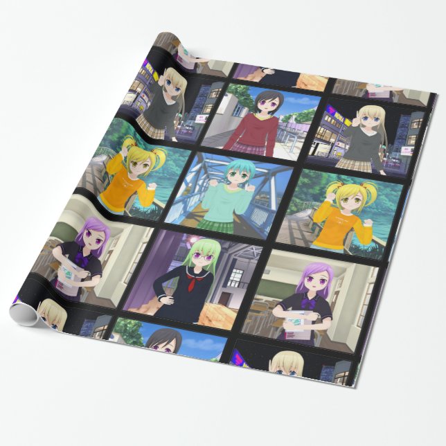 Verpackungspapier für Anime-Mädchen Geschenkpapier (Ungerollt)