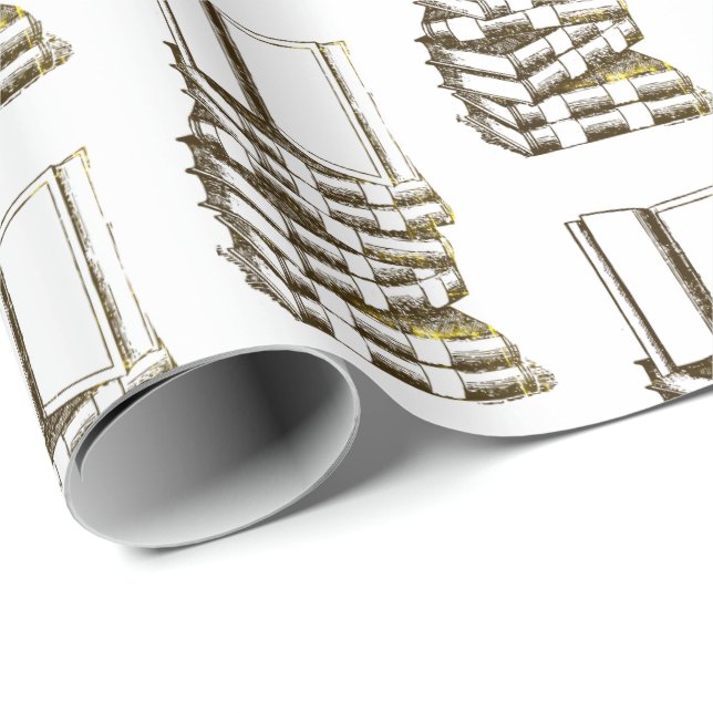 Verpackungspapier für Vintage Bücher Geschenkpapier (Rolleneckpunkt)