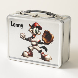 Verpeilte Katzen-Baseball-Pitcher Personalisiert Metall Brotdose
