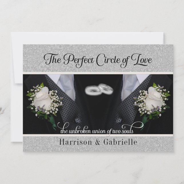 Verpflichtungsfeier für zwei "Grooms Tuxes" Einladung (Vorderseite)