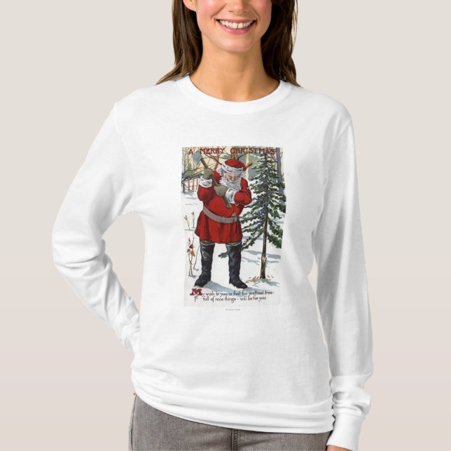 Verringernder Weihnachtsbaum Sankt T-Shirt (Vorderseite)
