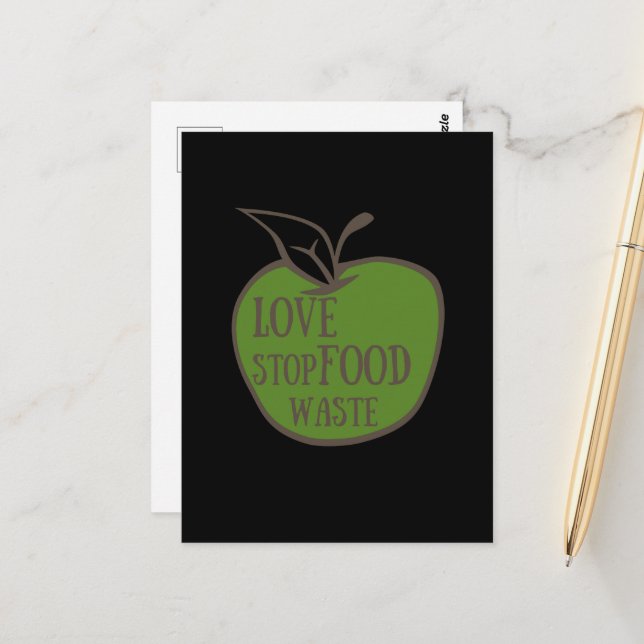 Verringerung von Lebensmittelabfällen, die ökologi Postkarte (Vorderseite/Rückseite Beispiel)