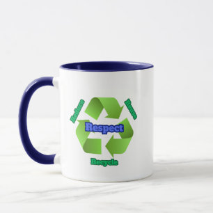 Verringerung, Wiederverwendung, Recycle, Respektie Tasse
