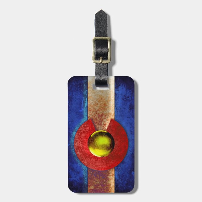 Verrostete Metallcolorado-Flagge Gepäckanhänger (Vorderseite vertikal)