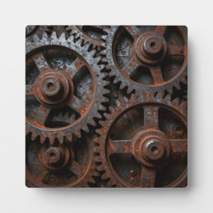 Verrosteter industrieller Mechanismus Fotoplatte