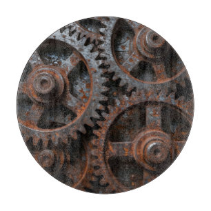 Verrosteter industrieller Mechanismus Schneidebrett