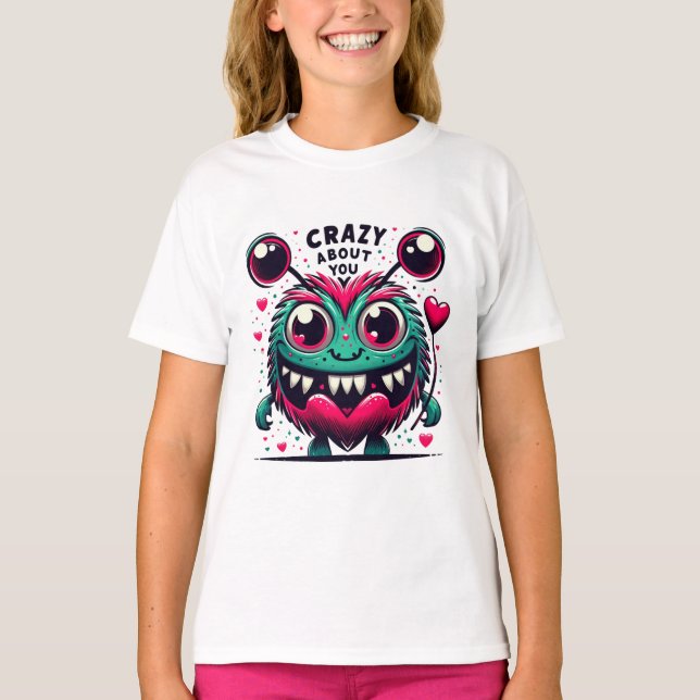 Verrückt nach dir Monster Valentinstag T-Shirt (Vorderseite)