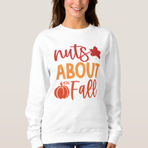 Verrückt nach Herbst-Zitat mit Blättern und Kürbis Sweatshirt