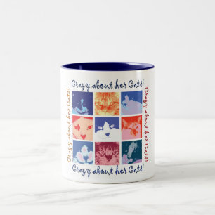 Verrückt um ihre Katzen Zweifarbige Tasse