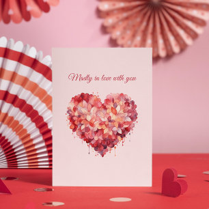 Verrückt verliebt   Florales Herz   Benutzerdefini Feiertagskarte